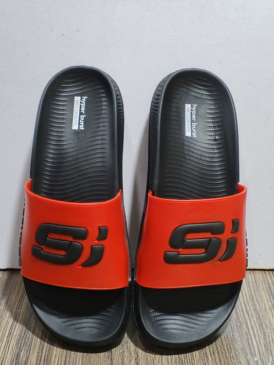 HyperStep Recovery Slides – Blue & Red Comfort Sandals Skechers