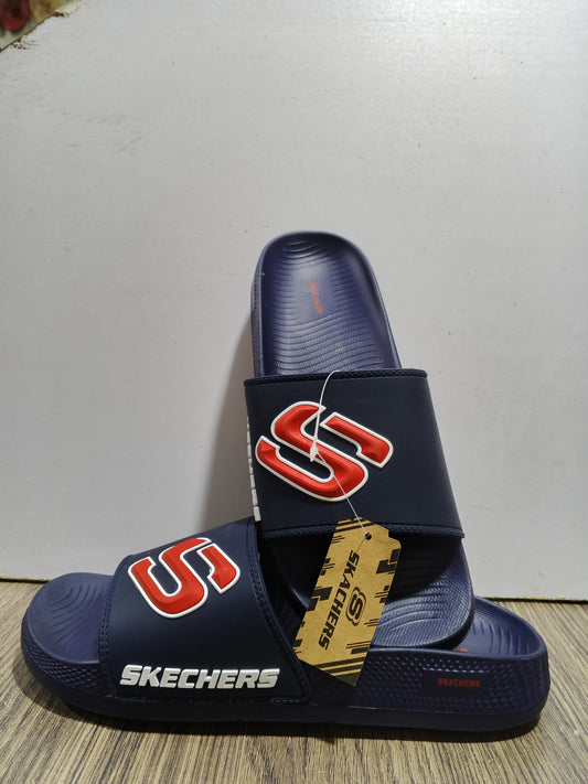 HyperStep Recovery Slides – Blue & Grey Comfort Sandals Skechers